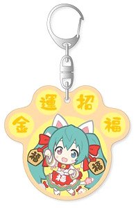 [Hatsune Miku] x [Maneki-neko] Wood Key Ring Economic Fortune Blessing (Anime Toy)