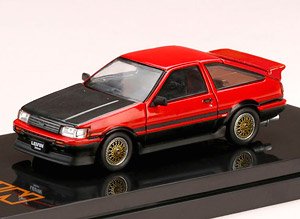 トヨタ カローラ レビン AE86 3ドア カスタムバージョン/カーボンボンネット 赤 / 黒 ツートン (ミニカー)