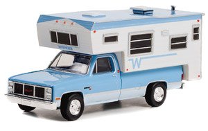 1985 GMC Sierra 2500 with Winnebago Slide-In Camper - Light Blue & Frost White (ミニカー)
