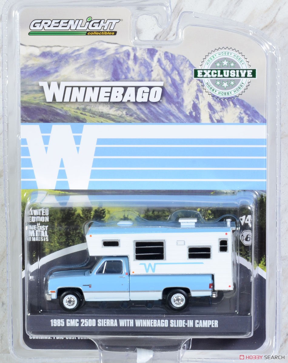 1985 GMC Sierra 2500 with Winnebago Slide-In Camper - Light Blue & Frost White (ミニカー) パッケージ1