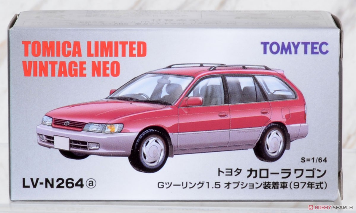 TLV-N264a Toyota Corolla Wagon G Touring (Red/Silver) 1997 (Diecast Car) Package1