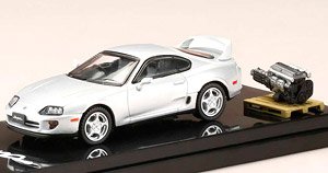 トヨタ スープラ RZ (A80) エンジンディスプレイモデル付き シルバーメタリック (ミニカー)