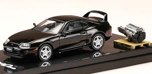 Toyota Supra RZ (A80) Black w/Engine Display Model (Diecast Car)