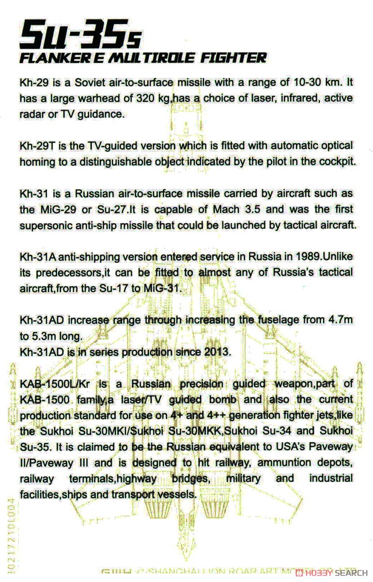 Su-35S フランカーE 空対地ウエポン装備 (プラモデル) その他の画像2