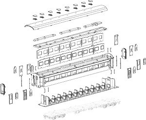 16番(HO) オハ35 キノコ折妻・布張屋根 未塗装キット (組み立てキット) (鉄道模型)