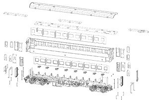 1/80(HO) OHAFU33 Triple End Panel, Upholstered Roof, Unpainted Kit (Unassembled Kit) (Model Train)