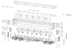 16番(HO) オハフ33 キノコ折妻・布張屋根 未塗装キット (組み立てキット) (鉄道模型)