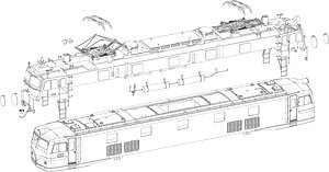 1/80(HO) EF58 Body Kit C (SG Duct Type, Yoroi Type Filter, with Front Handrail) (Unassembled Kit) (Model Train)