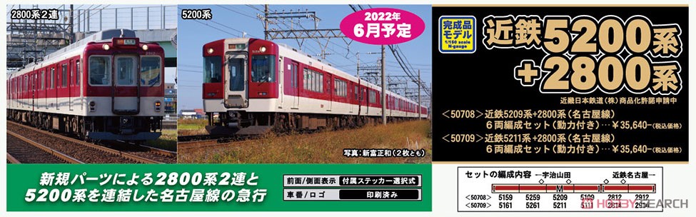 近鉄 5209系+2800系 (名古屋線) 6両編成セット (動力付き) (6両セット) (塗装済み完成品) (鉄道模型) その他の画像3