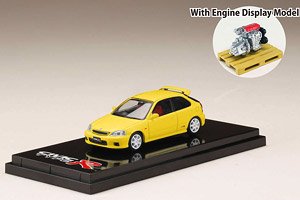 Honda Civic Type R (EK9) Sunlight Yellow w/Engine Display Model (Diecast Car)