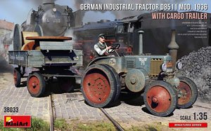 ドイツ 産業用トラクター D8511 1936型 と貨物トレーラー フィギュア1体付き (プラモデル)