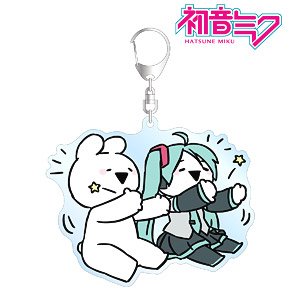 Hatsune Miku Miku World Collab Over Action Rabbit Big Acrylic Key Ring (Anime Toy)