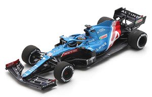 Alpine A521 No.14 Alpine F1 Team 3rd Qatar GP 2021 Fernando Alonso with No.3 Board and Pit Board (Diecast Car)