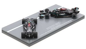 Mercedes-AMG Petronas Formula One Team No.44 + No.77 W12 E Performance 2nd Abu Dhabi GP 2021 + 6th Abu Dhabi GP 2021 Lewis Hamilton + Valtteri Bottas (Diecast Car)