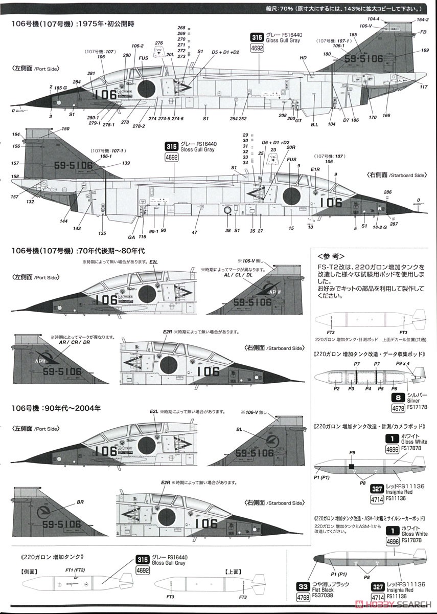 航空自衛隊 FS-T2改(T-2特別仕様機) パイロットフィギュア付き (プラモデル) 塗装4