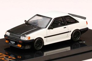 トヨタ カローラ レビン 2ドア AE86 カーボンボンネット ホワイト / ブラック (ミニカー)