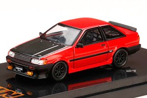 トヨタ カローラ レビン 2ドア AE86 カーボンボンネット レッド / ブラック (ミニカー)