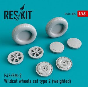 F-4F/FM-2 Wildcat Wheels Set Type 2 (Weighted) (Plastic model)