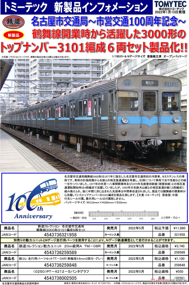 鉄道コレクション 名古屋市交通局 鶴舞線 3000形 3101編成 6両セット (6両セット) (鉄道模型) その他の画像5