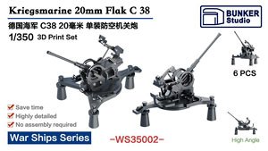 WWII ドイツ海軍 20mm Flak C38 単装対空砲 (戦艦ビスマルク用) (プラモデル)