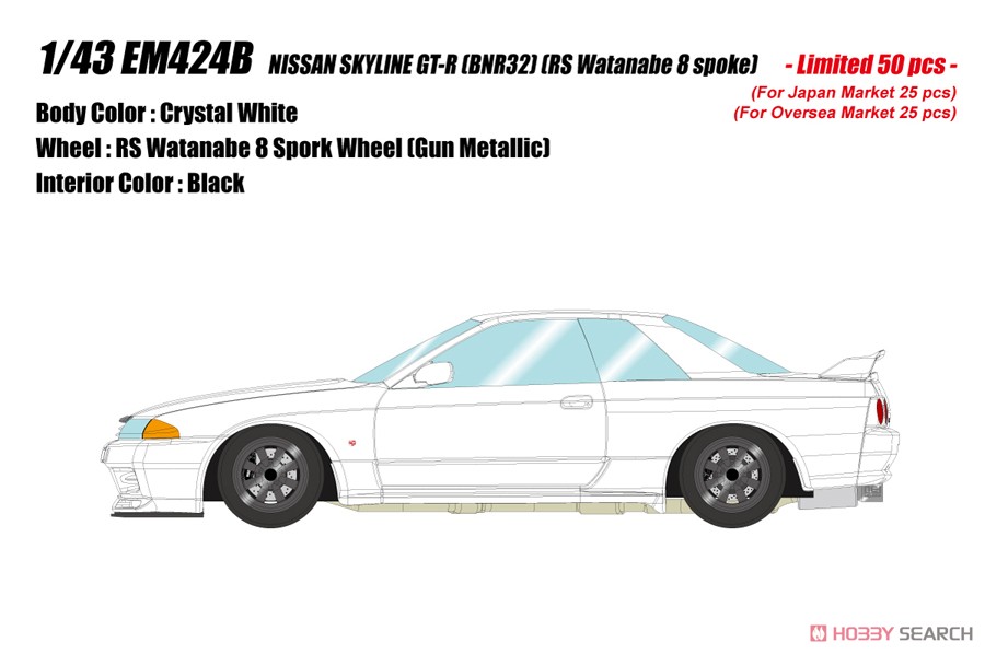 NISSAN SKYLINE GT-R (BNR32) (RS Watanabe 8 spoke) クリスタルホワイト (ミニカー) その他の画像1