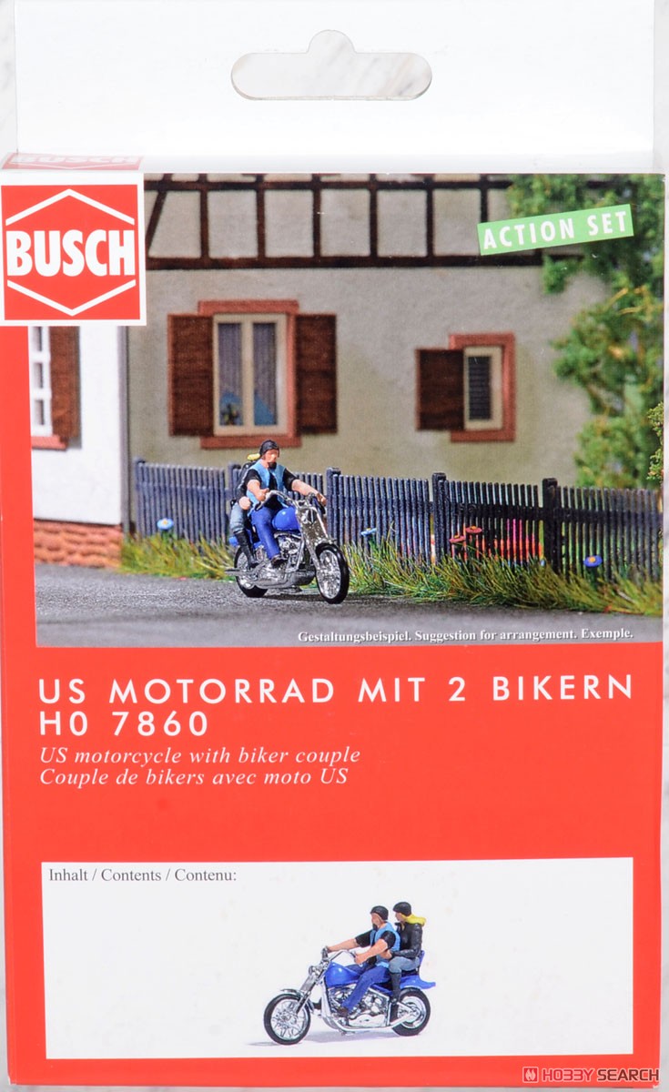 (HO) アクションセット USオートバイとフィギュア2体 (US Motorrad Mit 2 Bikern) (鉄道模型) パッケージ1