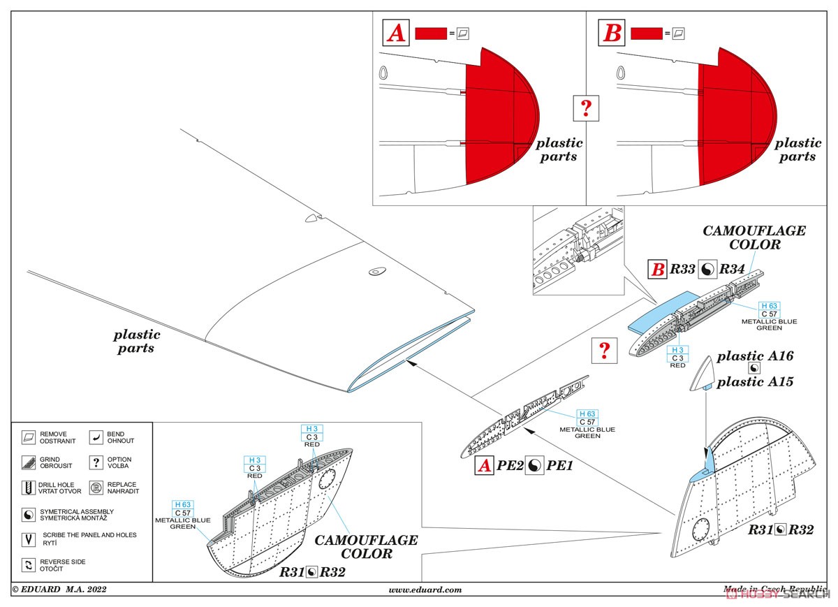 A6M2 Zero Model 21 Folding Wingtips (for Eduard) (Plastic model) Assembly guide2
