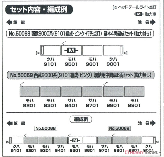 西武 9000系 (9101編成・ピンク) 増結用中間車6両セット (動力無し) (増結・6両セット) (塗装済み完成品) (鉄道模型) 解説1