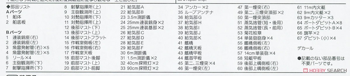 日本海軍 重雷装艦 北上 旗･艦名プレートエッチングパーツ付き (プラモデル) 設計図3