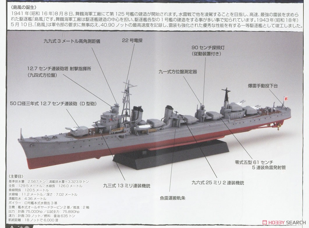 日本海軍駆逐艦 島風 竣工時 特別仕様 (エッチングパーツ付き) (プラモデル) 解説1