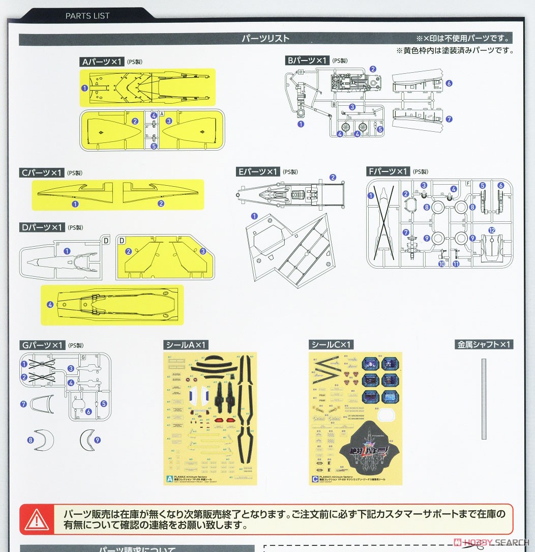 PLAMAX MF-54 minimum factory 機首コレクション YF-29 デュランダルバルキリー(マクシミリアン・ジーナス機) (プラモデル) 設計図3