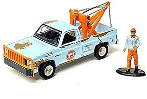 1987 GMC シエラ K2500 トウトラック ブルー (ウェザード) Gulf w/フィギュア (ミニカー)