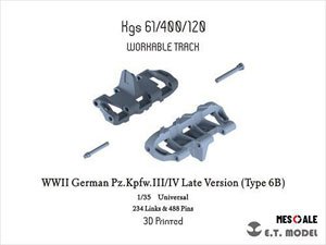 WWII German Pz.Kpfw.III/IV Late Version (Type 6B) Workable Track (3D Printed) (Plastic model)