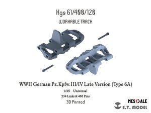 WWII German Pz.Kpfw.III/IV Late Version(Type 6A) Workable Track (3D Printed) (Plastic model)
