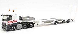 (HO) Mercedes-Benz Actros Streamspace 2.5 Goldhofer Lowboy Semi Trailer `STRABAG` (Model Train)