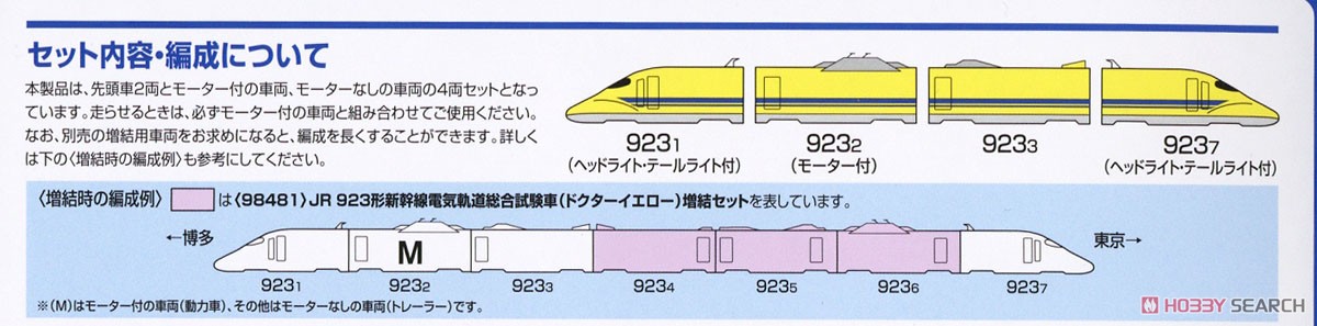 JR 923形 新幹線電気軌道総合試験車(ドクターイエロー) 基本セット (基本・4両セット) (鉄道模型) 解説3