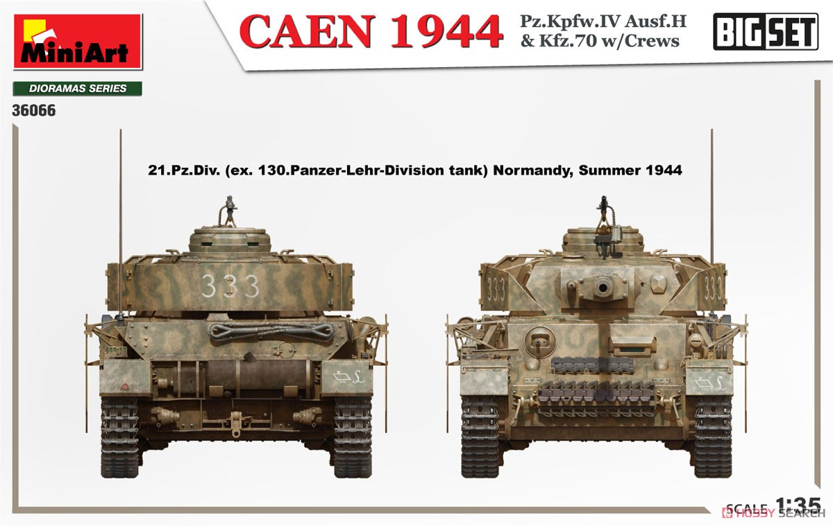 Caen 1944 Pz.Kpfw.IV Ausf.H & Kfz.70 w/Crews. Big Set (Plastic model) Color3