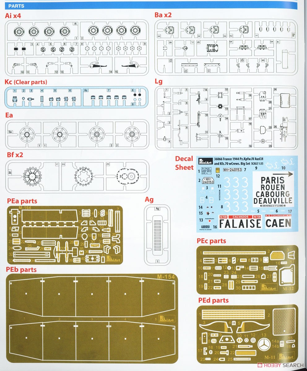 Caen 1944 Pz.Kpfw.IV Ausf.H & Kfz.70 w/Crews. Big Set (Plastic model) Assembly guide1