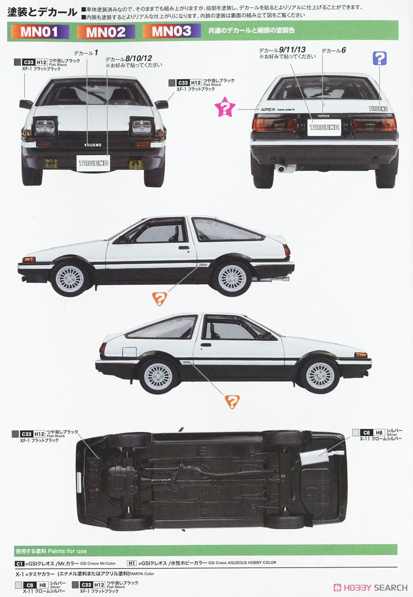 トヨタ スプリンタートレノ AE86 ハイフラッシュツートン (赤＆黒) (プラモデル) 塗装1