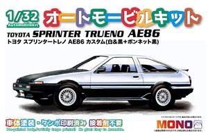 Toyota Sprinter Trueno AE86 Custom (White & Black + Bonnet Black) (Model Car)