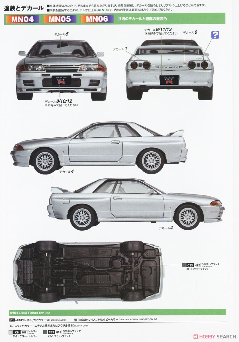 ニッサン スカイライン GT-R V・SpecII ガングレーメタリック (プラモデル) 塗装1