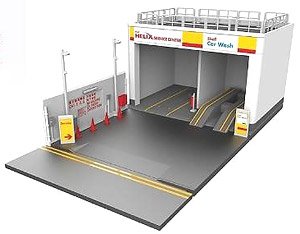 Shell Hong Kong Limited Ps8 Shell Service Center Diorama Set (Diecast Car)