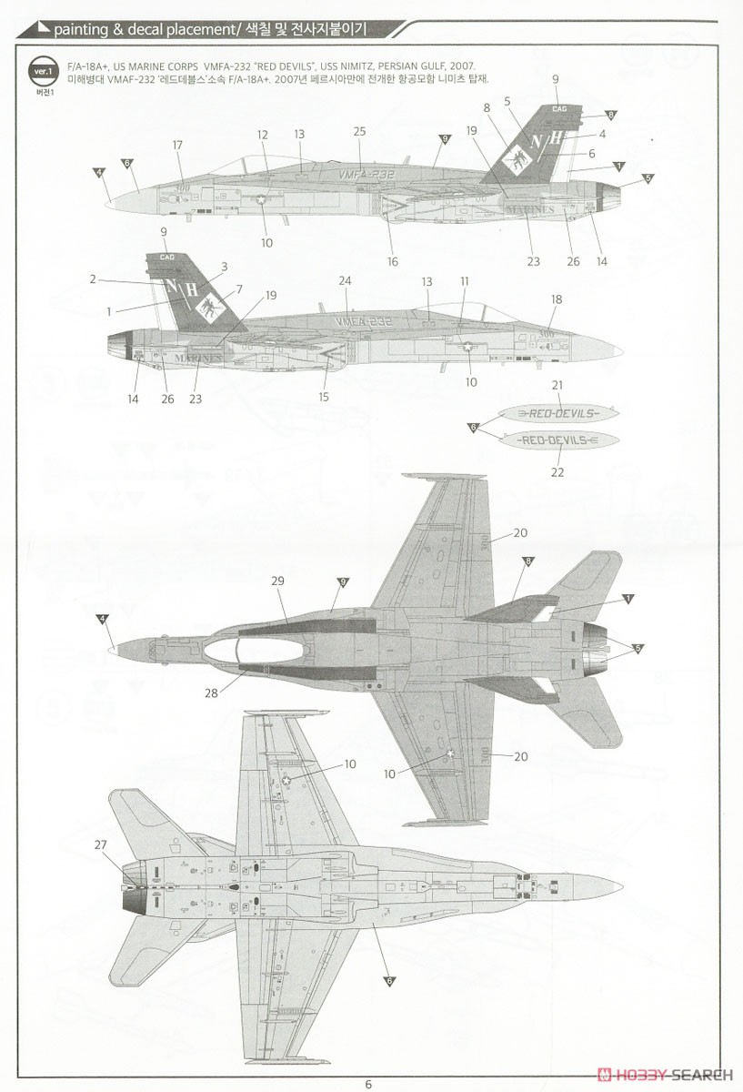 F/A-18A＋ `VMFA-232 レッド・デビルス` (プラモデル) 塗装2