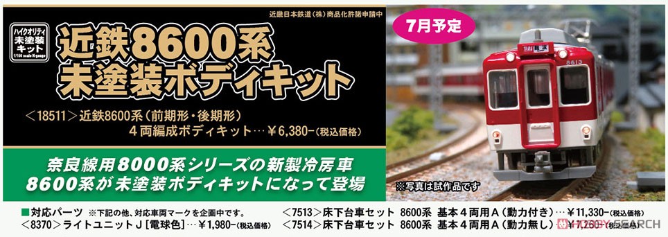 近鉄 8600系 (前期形・後期形) 4両編成 ボディキット (4両・組み立てキット) (鉄道模型) その他の画像1