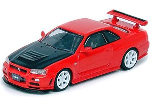 Nissan Skyline GT-R R34 R-Tune Active Red w/Carbon Bonnet (Diecast Car)
