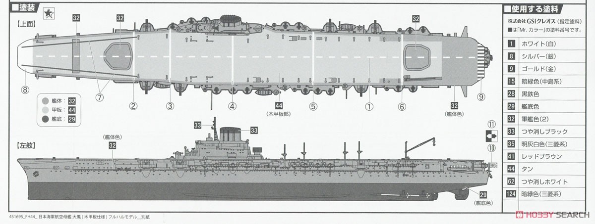 日本海軍航空母艦 大鳳 (木甲板仕様) フルハルモデル (プラモデル) 塗装1