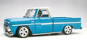 シボレー C-10 スタイルサイド ピックアップ ローダウン 1965 ブルー (ミニカー)