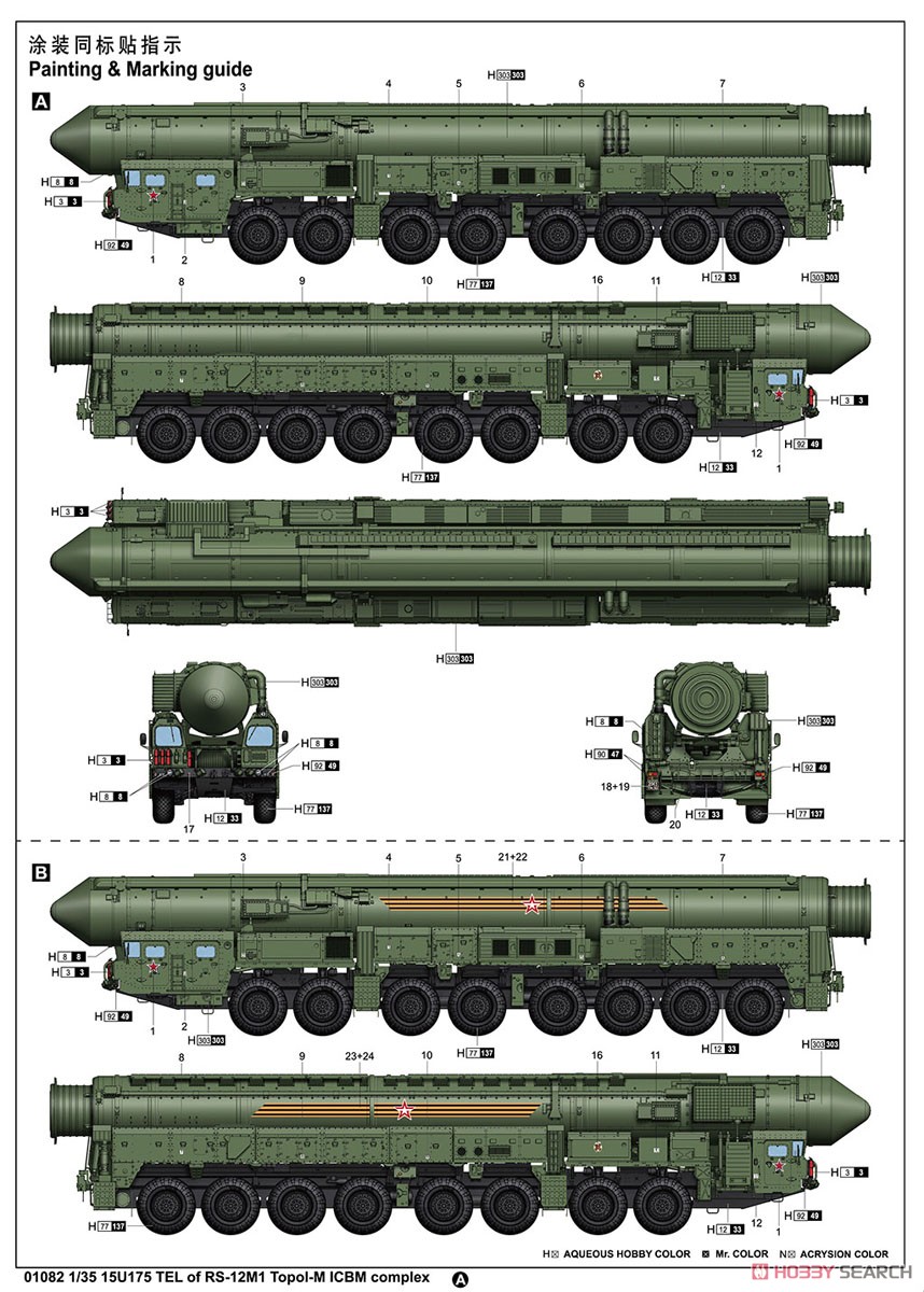 RS-12M 大陸間弾道ミサイル トーポリM (プラモデル) 塗装1