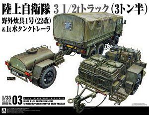 3 1/2t トラック (SKW-476) w/野外炊具1号(22改) & 1t水タンクトレーラ (プラモデル)