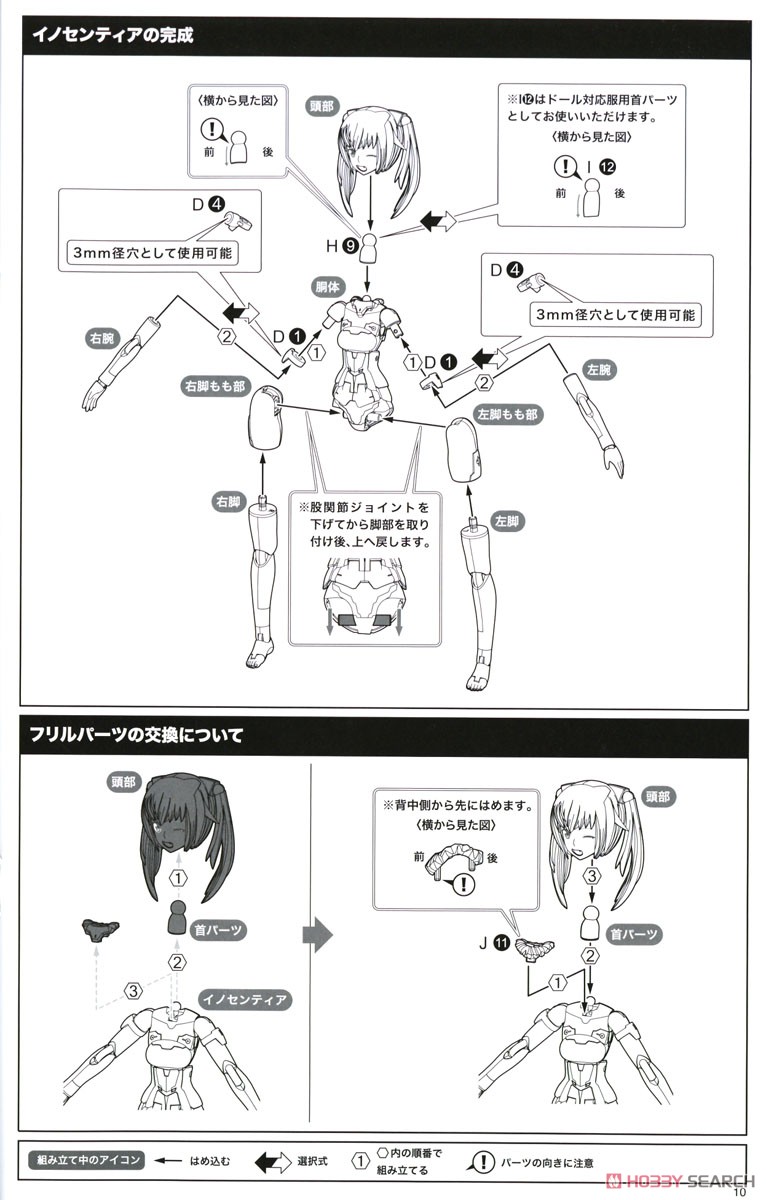 Frame Arms Girl Innocentia [Racer] & Noseru [Racing Specs Ver.] (Plastic model) Assembly guide6